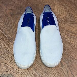 Rothy's White and Blue Slip-On Loafers